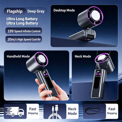 Portable Semiconductor Cooling Handheld Fan, 199 Speeds Adjustable