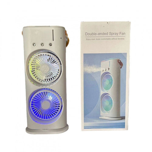 Dual Head Mist Cooling Desk Fan, 3-in-1 Wind Cooling Humidifier Fan,